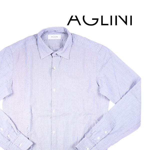 【41】 AGLINI アリーニ 長袖シャツ メンズ ブルー 青 並行輸入品 メンズファッション 男性用 ビジネス カジュアルシャツ 日本未