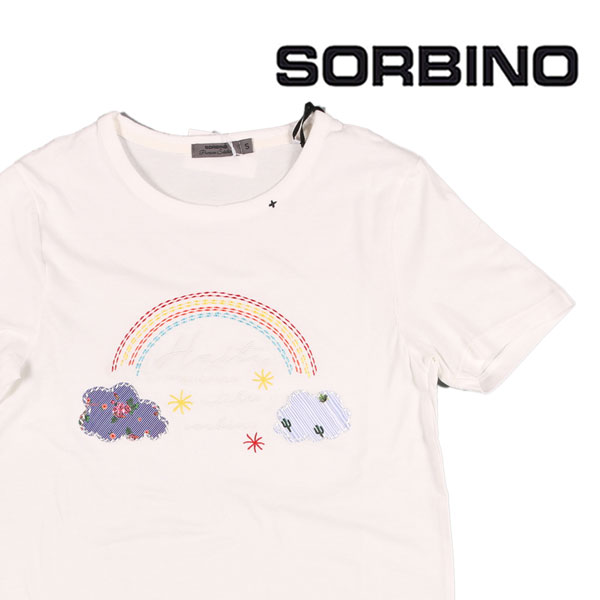 SORBINO ソルビーノ Uネック半袖Tシャツ ME8123SN コットン 刺繍 並行輸入品 ラッピング無料 送料無料 20893