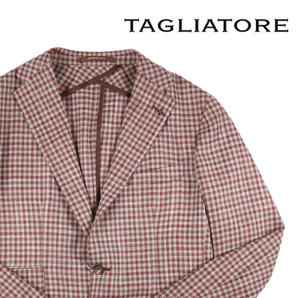 【お買い物マラソン 50%OFF】 【50】 TAGLIATORE タリアトーレ ジャケット 1SMC22D ベージュ チェック ウール シルク混 並行輸入品 ラッピング無料 送料無料 21661-50