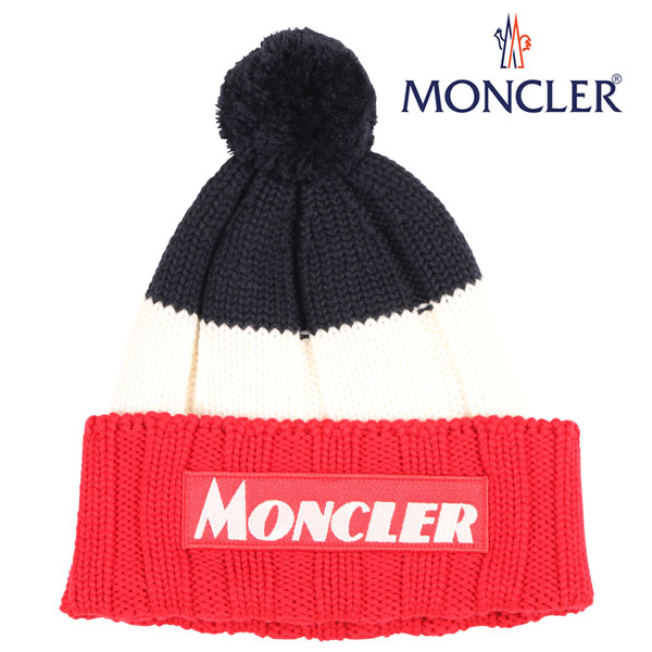 Moncler モンクレール 編物帽 Berretto レッド X 白いこと Onesize W238 貨物輸送無料 Manitobachiropractors Ca