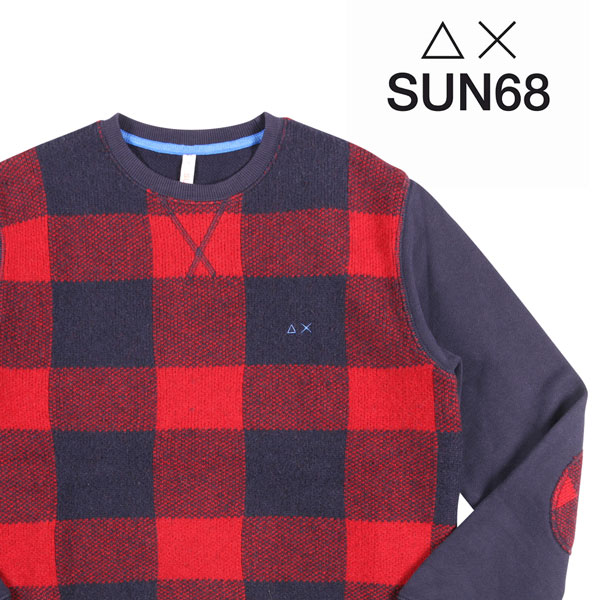 【S】 SUN68 サンシックスティーエイト トレーナー 29115 レッド 赤 コットン 並行輸入品 ラッピング無料 送料無料 24146-s
