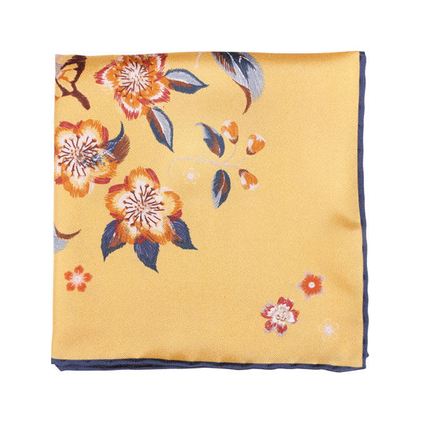 Rosi Collection ロージコレクション ポケットチーフ Print メンズ イエロー 黄 シルク イタリア製 並行輸入品 ラッピング無料 送料無料 5035 最大 オフ