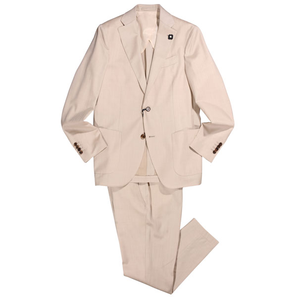 300高級イタリア製 ラルディーニ スリーピース ブートニエール スーツ LARDINI（ラルディーニ）3つボタンスーツ/花ブートニエール付/ブラック