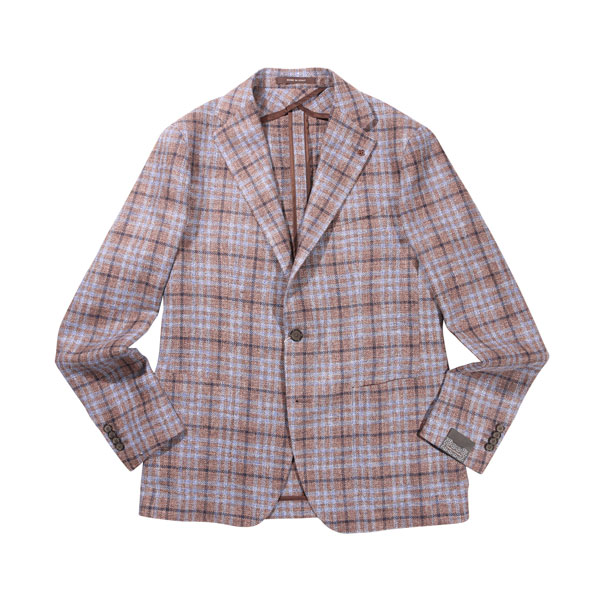 【SUMMER SALE 20%OFF】 【50】 TAGLIATORE タリアトーレ ジャケット 1SMC22K ブラウン 茶 チェック 麻・リネン シルク混 並行輸入品 ラッピング無料 送料無料 27819-50｜Utsubo Stock