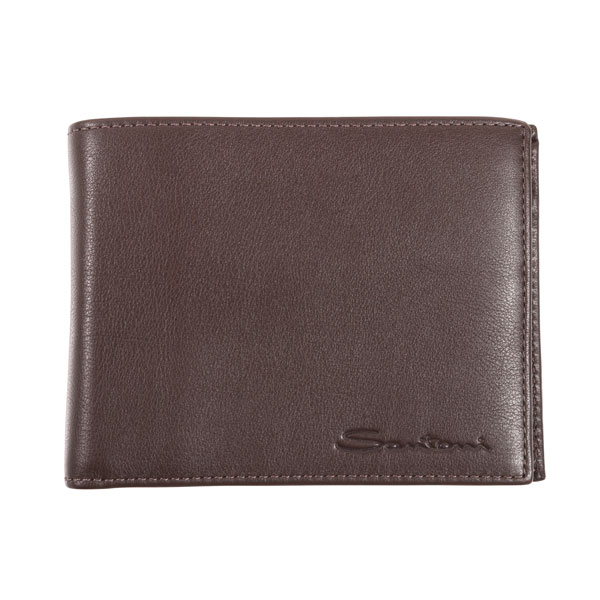 santoni サントーニ 紙入れ 赤銅色 茶 本革 なめし革 並行輸入品 ラッピング無料 貨物輸送無料 29535