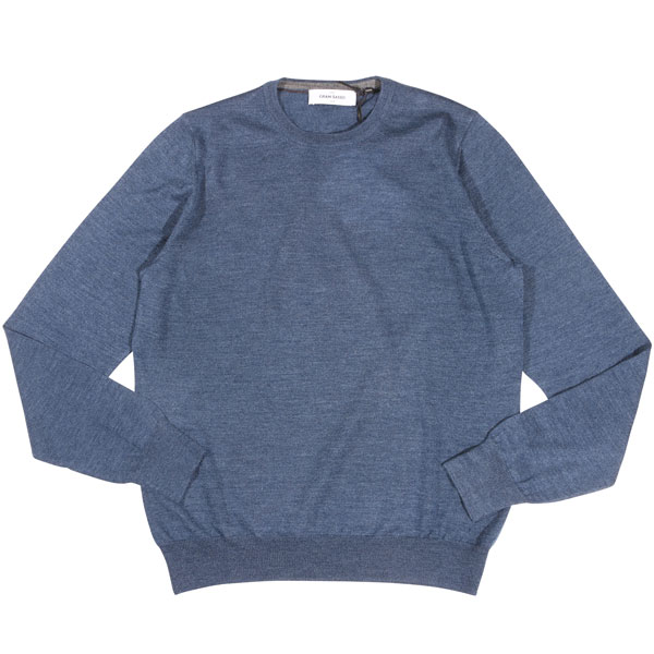 【46】 Gran sasso グランサッソ 丸首セーター 57167/13190 ブルー 青 ヴァージンウール シルク混 並行輸入品 ラッピング無料 送料無料 30466-46