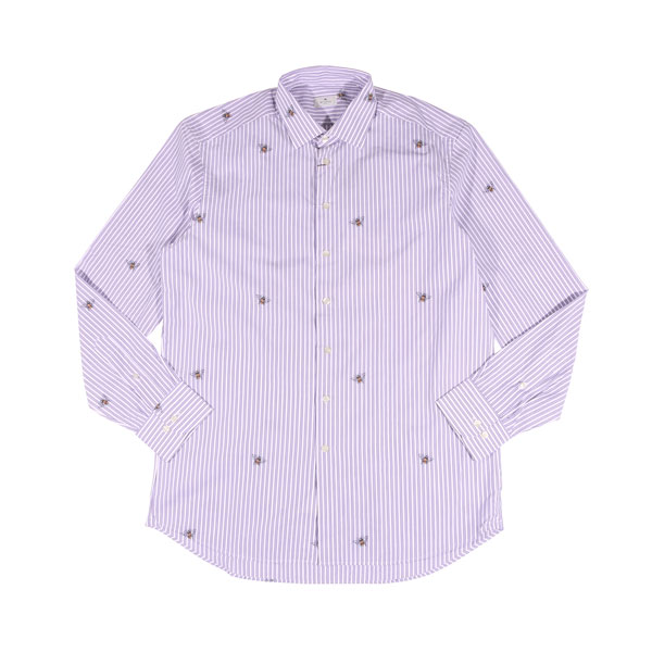 【SUMMER SALE 20%OFF】 【42】 ETRO エトロ 長袖シャツ U21 12908 3224 パープル 紫 ストライプ コットン 並行輸入品 ラッピング無料 送料無料 31988-42|Utsubo Stock