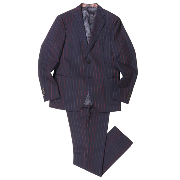 【48】 ETRO エトロ 背広 1A201/0070 米国海軍 紺 縞模様 羊毛 並行輸入品 ラッピング無料 貨物輸送無料 32198-48