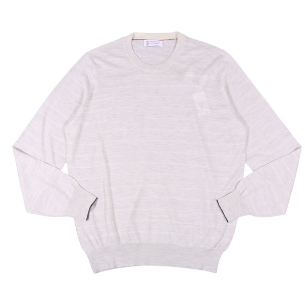 ブルネロクチネリ【美品】ニット　カシミヤ混　ホワイト/グレー系 世界中から支持されているBRUNELLO CUCINELLIの極上カシミア
