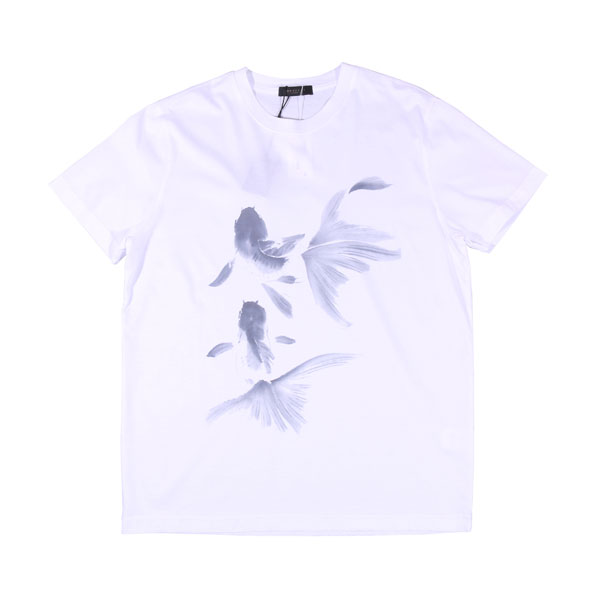 【L】 OUTFIT アウト填まる Uのど首半袖プルオーバー OF1S2S5T006 白いこと 白 金魚柄 綿織物 並行輸入品 ラッピング無料 貨物輸送無料 33455-l