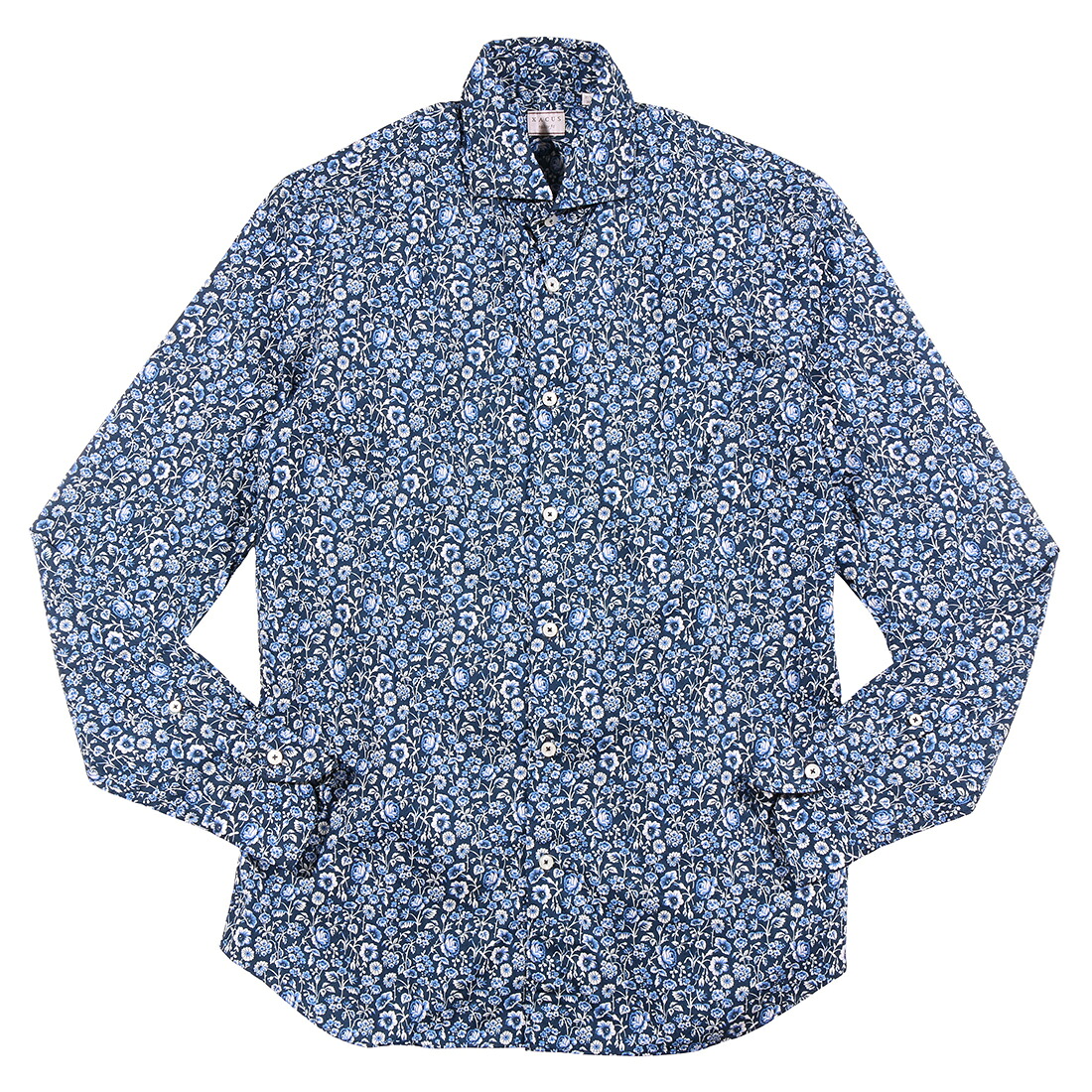 【39】 XACUS ザカス 長袖シャツ 722ML ネイビー 紺 花柄 コットン 並行輸入品 ラッピング無料 送料無料 34926-39