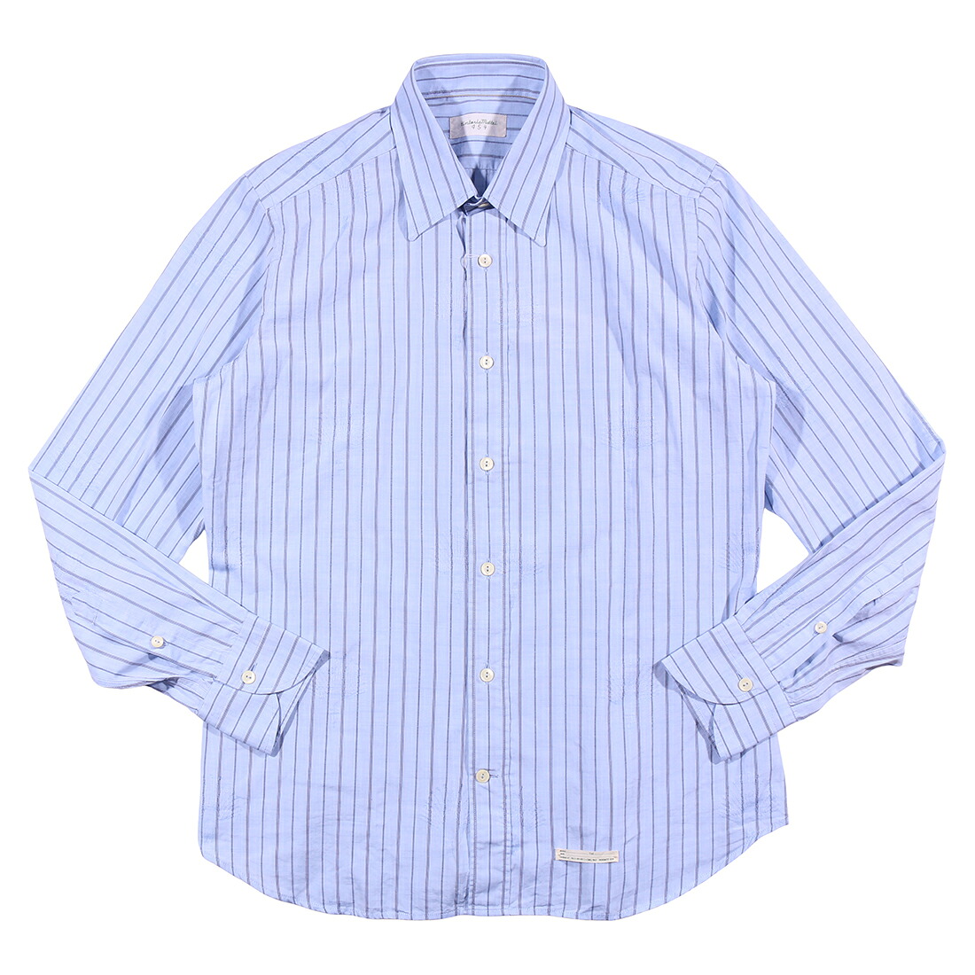 【39】 TINTORIA MATTEI ティントリア マッティ 長袖シャツ 1T73NR5RB1 ブルー 青 ストライプ コットン 刺繍 並行輸入品 ラッピング無料 送料無料 34940-39