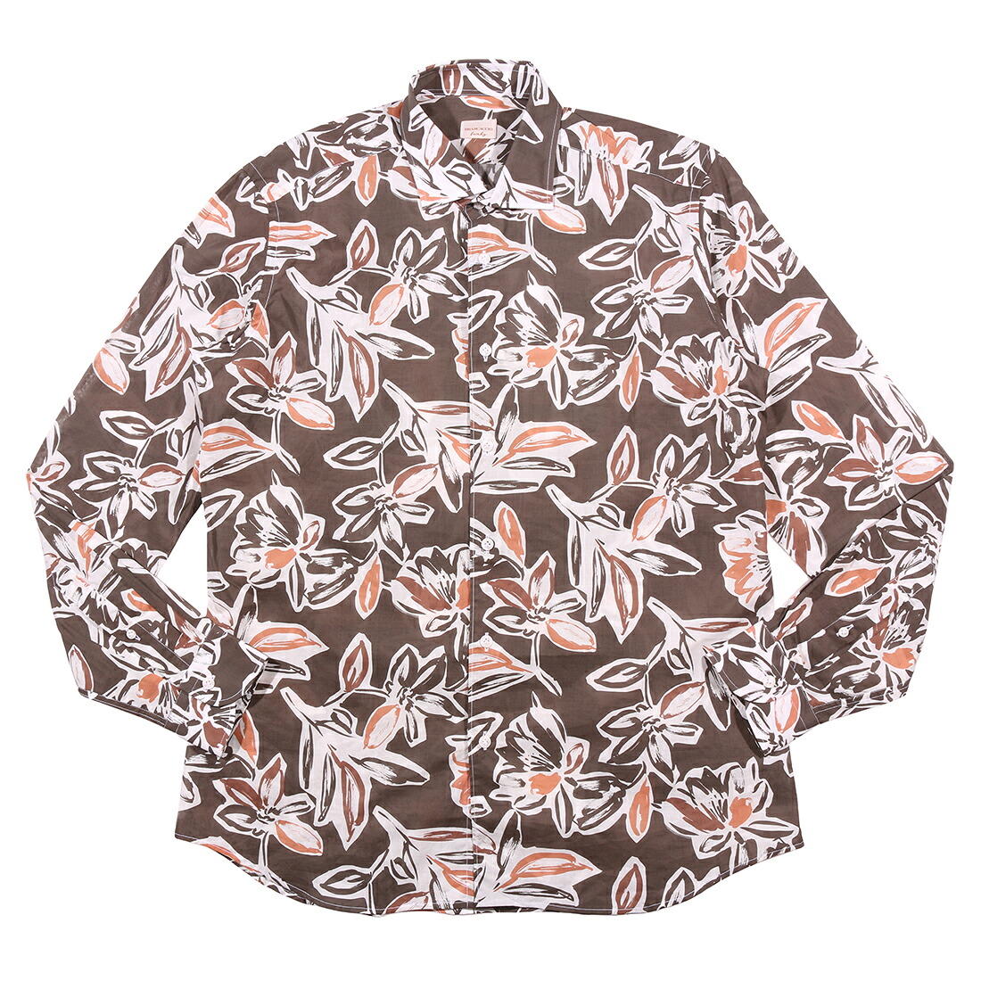 【42】 Brancaccio ブランカッチャ 長袖シャツ SG00Y0 ブラウン 茶 ボタニカル コットン リネン混 並行輸入品 ラッピング無料 送料無料 35138-42 20,405円
