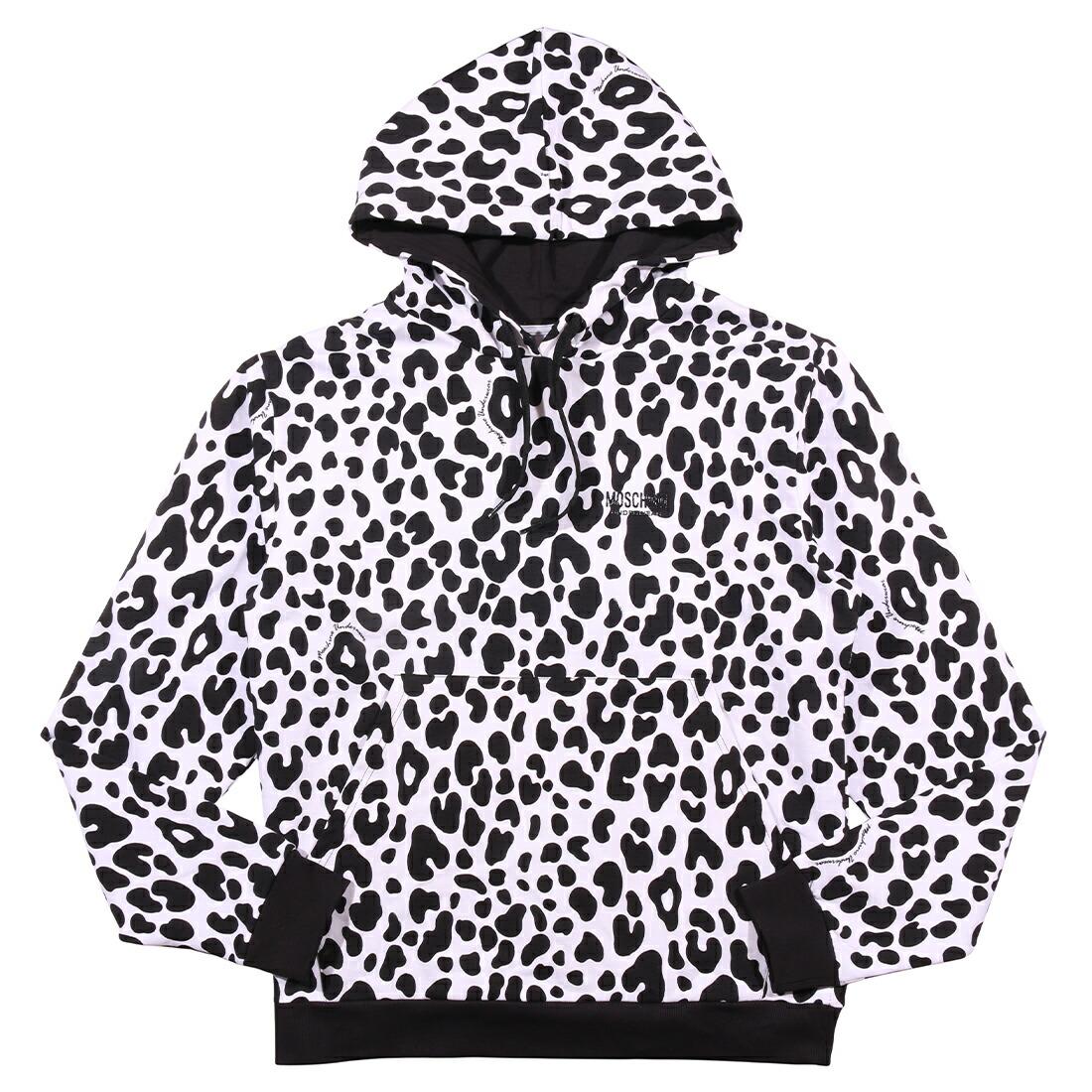 【S】 MOSCHINO モスキーノ パーカ A1714 222 ホワイト 白 総柄 コットン フード付き 並行輸入品 ラッピング無料 送料無料 35144-s