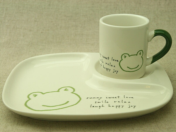 楽天市場】カエル イラスト アイボリー 陶器 仕切 ランチプレート マグ