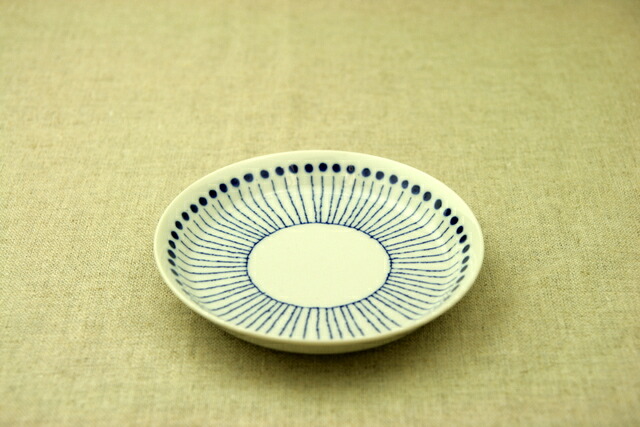 楽天市場】点十草 青色ストライプ 深め21cmプレート 6.8寸深皿 和食器