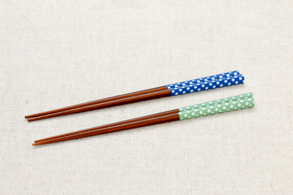 楽天市場】食洗機対応 かわいい水玉 お箸 2膳セット 青／緑 19.5