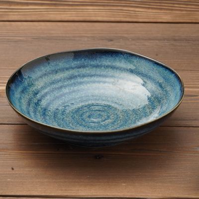 楽天市場】染十草 青色ストライプ 深め21cmプレート 6.8寸深皿