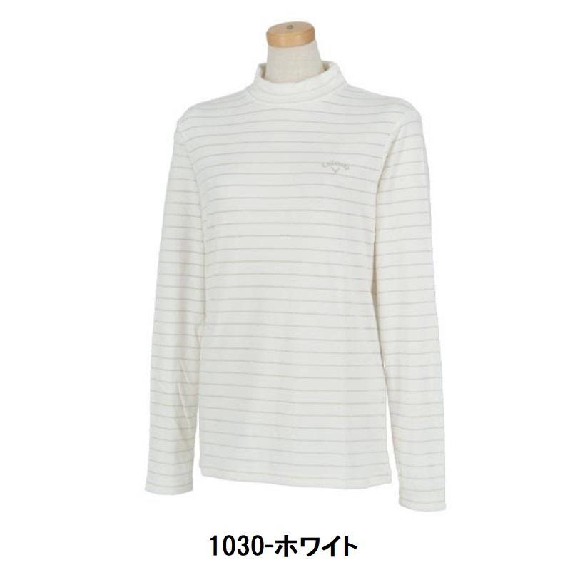 【送料無料】 キャロウェイ レディース 長袖 ラメボーダーフライス ハイネックシャツ L 　ホワイト C21233211 レディス ゴルフウェア Callaway【2608】