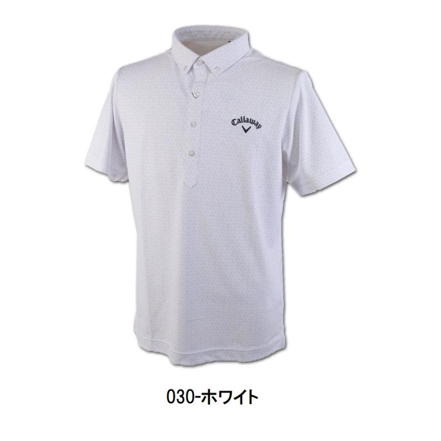 キャロウェイ 【 Callaway 】 ゴルフ メンズ ボタンダウン 幾何学模様 総柄 ポロシャツ 241-0134513 ホワイト　Mサイズ ゴルフウェア メンズ 【2670】