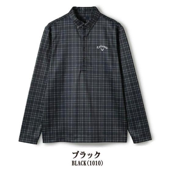 【貨物輸送無料】キャロウェイ メンズゴルフメンズ 裏起毛 名取り草落ちこむ 長袖 スポーツシャツC21233107黒いこと LL大きさゴルフお召しもの メンズCallaway【2710】