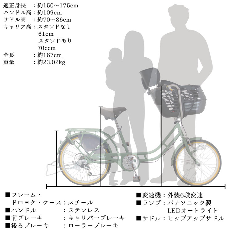 3,000円クーポン対象 子供乗せ自転車 フロント マンマ チャイルドシート前