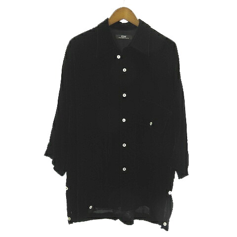 【中古】エッセイ ESSAY ES18SH-01 24SS CACHECOUER SS SHIRT BLACK VELVET シャツ ベロア 7分袖 黒 ブラック 3 メンズ 【ベクトル 古着】 250724