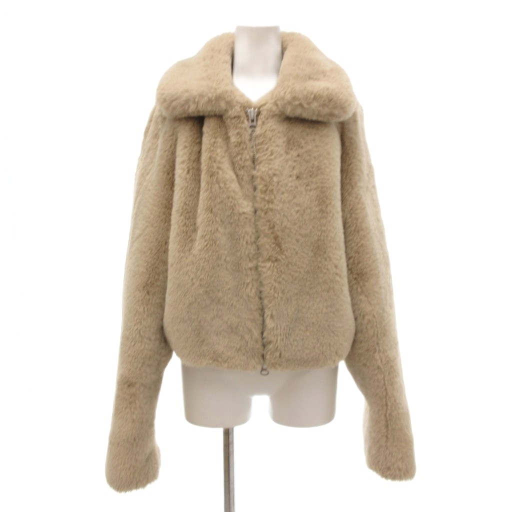 【中古】STUDIO R330 ステュディオ アール スリーサーティー 美品 ECO FUR CROPPED JACKET 上衣 ジップアップ フェイクファー S ベージュ /JS ■GY45 レディース 【ベクター 古着】 250809