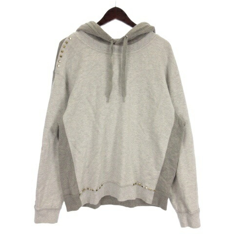 【中古】ヴァレンティノ ヴァレンチノ VALENTINO スウェット パーカー 長袖 スタッズ プルオーバー グレー XL メンズ 【ベクトル 古着】 250909