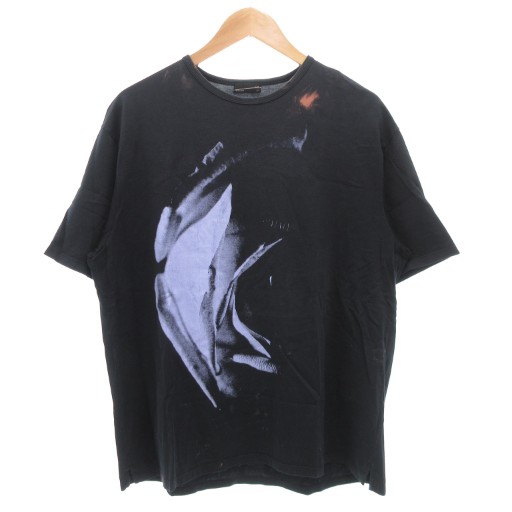 【中古】ラッドミュージシャン LAD MUSICIAN オーバーサイズTシャツ 半袖 クルーネック プリント 44 黒 ブラック 青 ブルー /GV メンズ 【ベクトル 古着】 250920