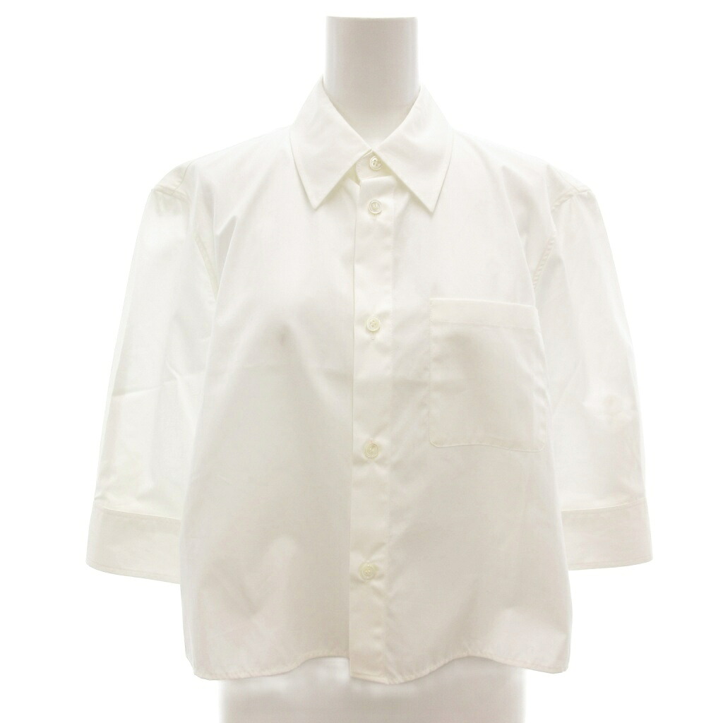 【中古】マルニ MARNI 美品 シャツ ブラウス 40 クロップド丈 5分袖 ロゴ 白 ホワイト /AE レディース 【ベクトル 古着】 251111
