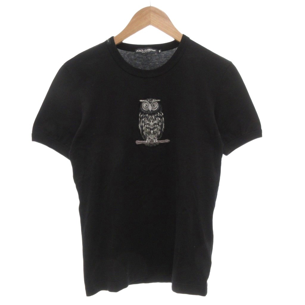 【中古】ドルチェ\u0026ガッバーナ 弗ガバ DOLCE\u0026GABBANA ティーシャツ カットソー 半袖 44 黒 黒いこと 梟柄 /FF メンズ 【ベクター 古着】 251220