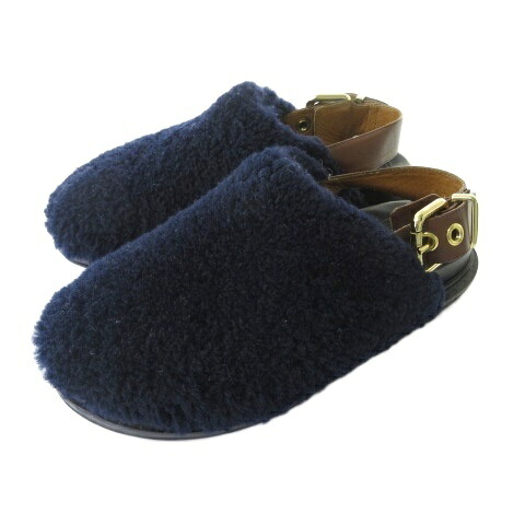 【中古】マルニ MARNI FBMS009401 Fussbett shoe ボアサンダル シューズ ネイビー ブラウン 紺 茶 35 22cm レディース 【ベクトル 古着】 260118