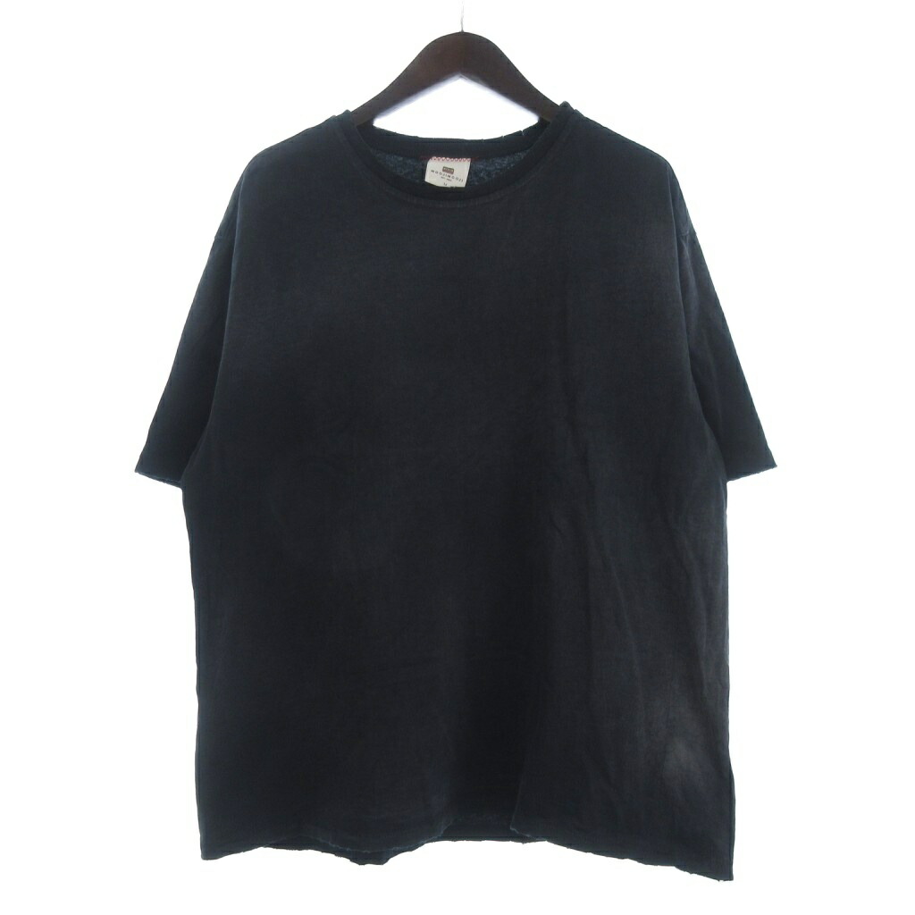 【中古】ムージムージ MOOJI MOOJI Tシャツ カットソー クルーネック 半袖 ダメージ加工 USA製 M 紺 ネイビー ■GY28 メンズ 【ベクトル 古着】 260225