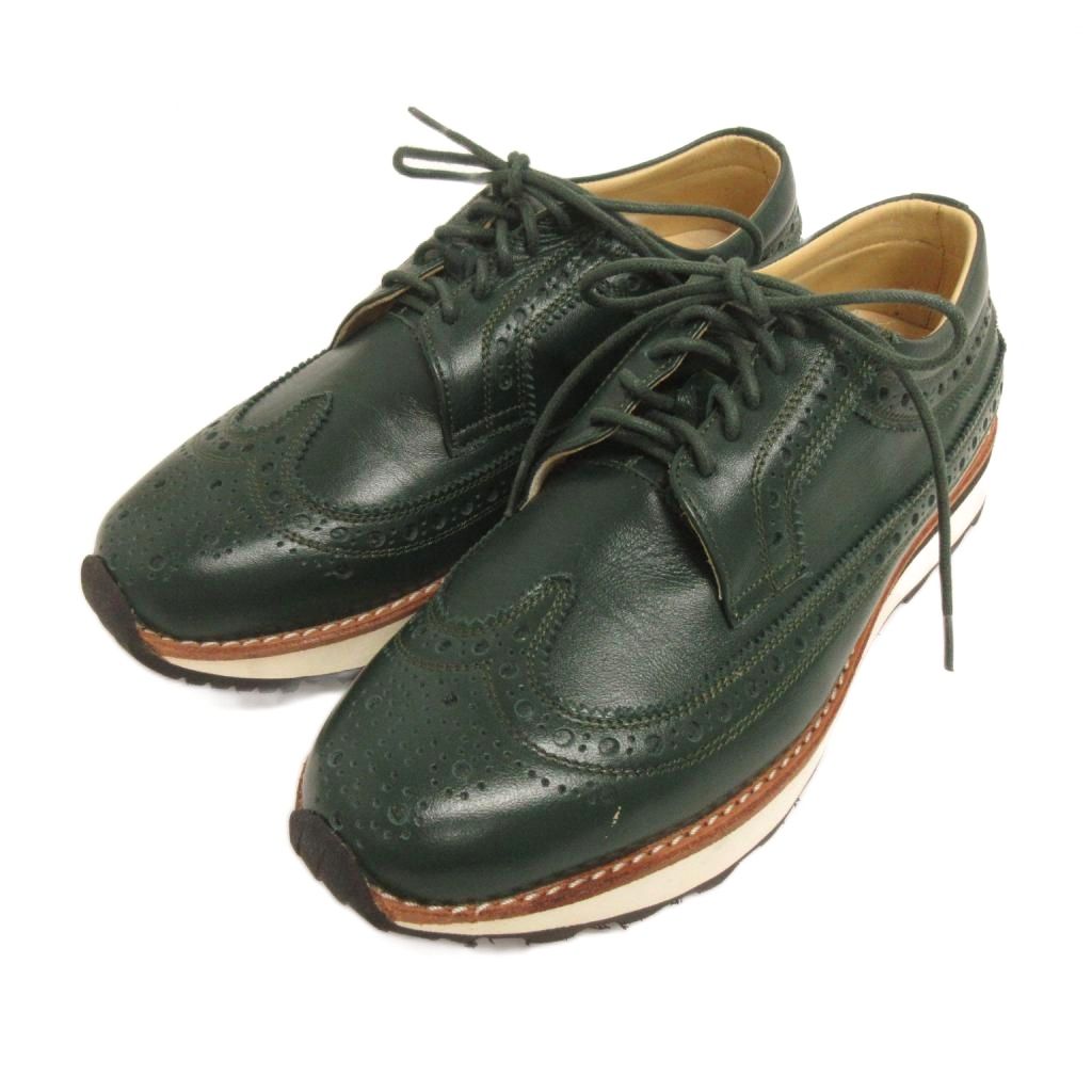 【中古】LAB BY LONDON BROWN スニーカー シューズ レザー ウイングチップ 36 緑 グリーン レディース 【ベクトル 古着】 260318