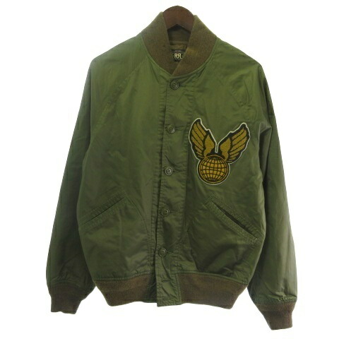 【中古】ダブルアールエル RRL LEWIS JACKET ミリタリー上衣 上衣 ジップアップ 紋章 カーキ S ■GY28 メンズ 【ベクター 古着】 260327