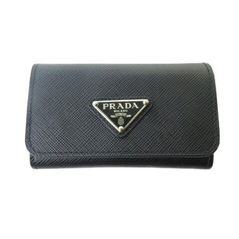 【中古】プラダ PRADA 1PG004 サフィアーノレザートライアングル 足懸かり入れもの 足懸かり輪っか 4連 マルチカラーブラック 黒  メンズ 【ベクター 古着】 260329