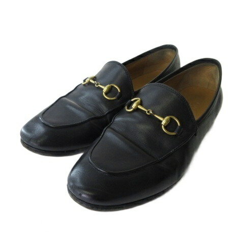 【中古】グッチ GUCCI ビット 置き目毛皮 シューズ 木目細かシューズ なめし革 黒いこと 黒 37 24糎 404069BLM00  レディース 【ベクター 古着】 260516