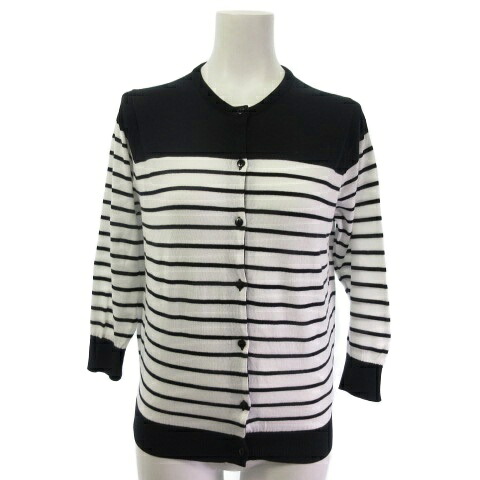 【中古】ジョンスメドレー JOHN SMEDLEY カーディガン ボーダー コットン 白 黒 ホワイト ブラック S レディース 【ベクトル 古着】 260512｜ブランド古着の買取販売ベクトル