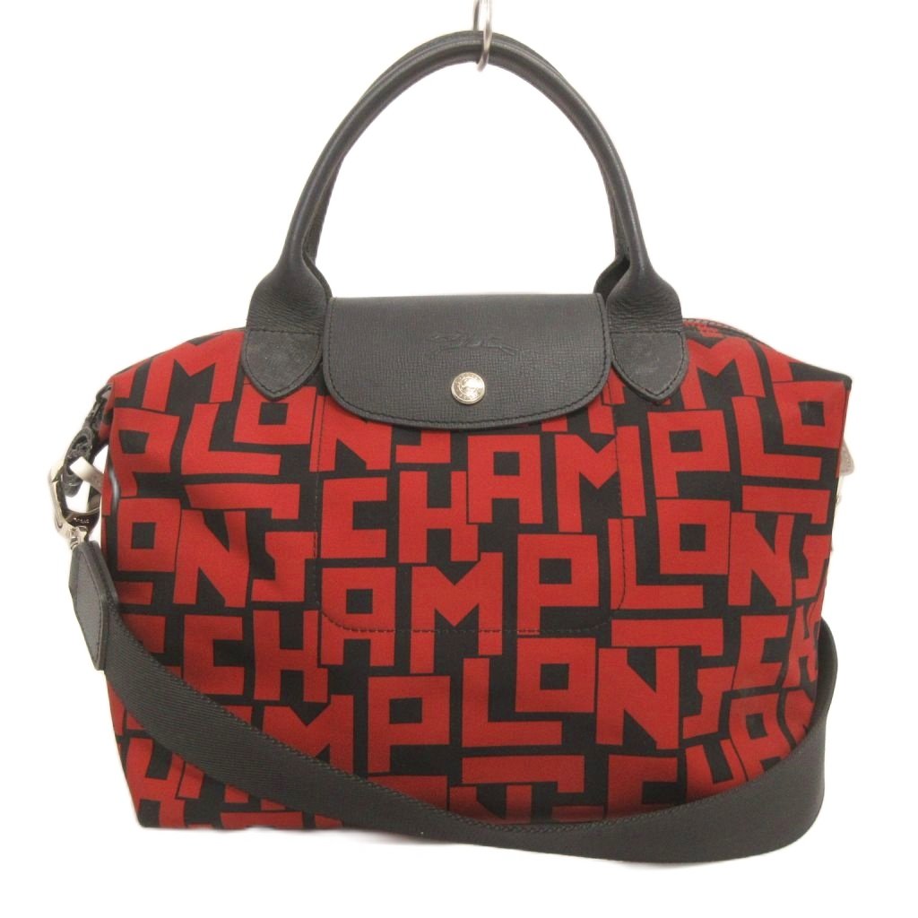 【中古】ロンシャン LONGCHAMP プリアージュ LE PLIAGE LGP ハンドバッグ ショルダー 総柄 2WAY 赤 レッド 黒 ブラック レディース 【ベクトル 古着】 260715|ブランド古着の買取販売ベクトル