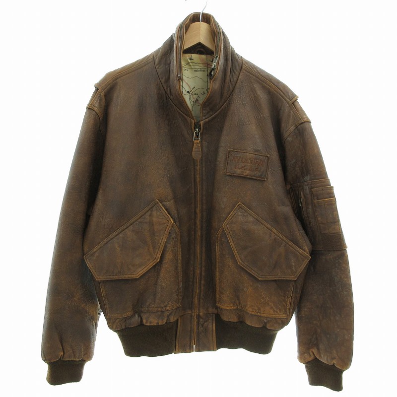 【中古】ヴィンテージ VINTAGE aviation usaf 飛翔上衣 なめし革 遊撃手丈 茶 赤銅色 /AE メンズ 【ベクター 古着】 250428 メンズファッション-コート・ジャケット