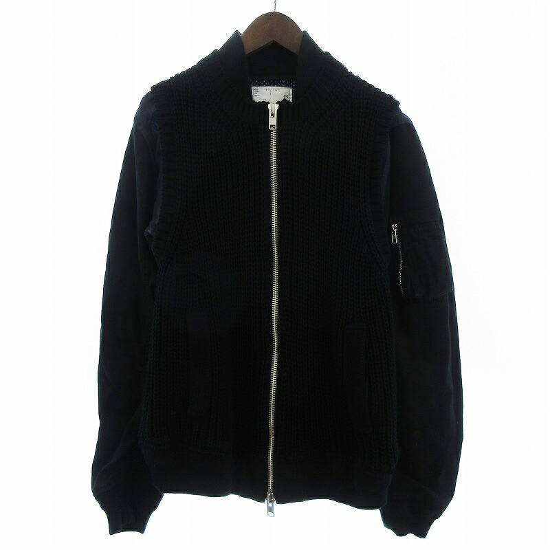 【美品】sacai ニット フリースドッキング ボアブルゾン アウター L相当 楽天市場】【中古】sacai 22AW Nylon Twill Mix Wool Knit