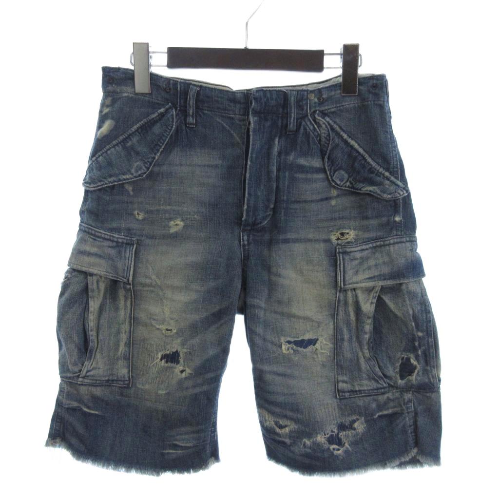 【中古】ジーンズ\u0026提供 ラルフローレン DENIM \u0026 SUPPLY RALPH LAUREN 遊撃手ズボン下 二分の一 ジーンズ ヴィンテージ工業 カットオフ 綿織物 MJ13L21 青 青碧 28 ■FF  【ベクター 古着】 250821