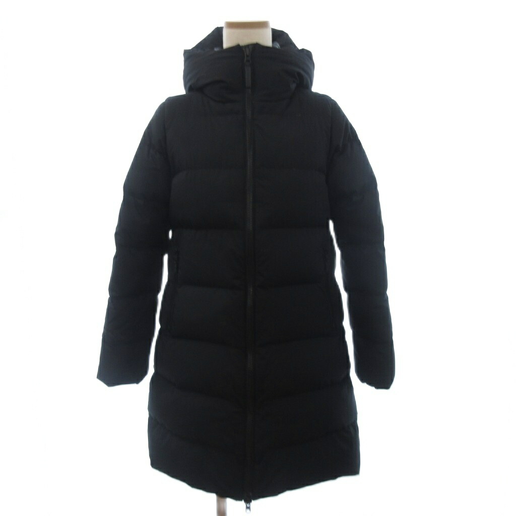 【中古】ザノースフェイス THE NORTH FACE 気流ストッパー ダウンシェルコート 真っただ中丈 フルジップ フーディ ナイロン NDW91964 黒 黒いこと S レディース 【ベクター 古着】 251216
