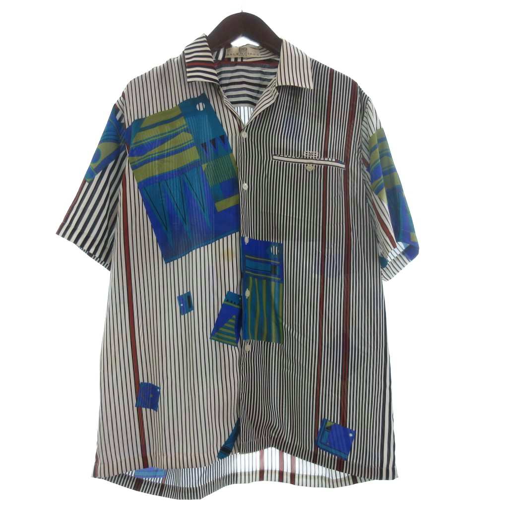 【中古】バレンシアガ BALENCIAGA Sport ヴィンテージ ストラップシャツ 半袖 総柄 白 ホワイト M メンズ 【ベクトル 古着】 260114