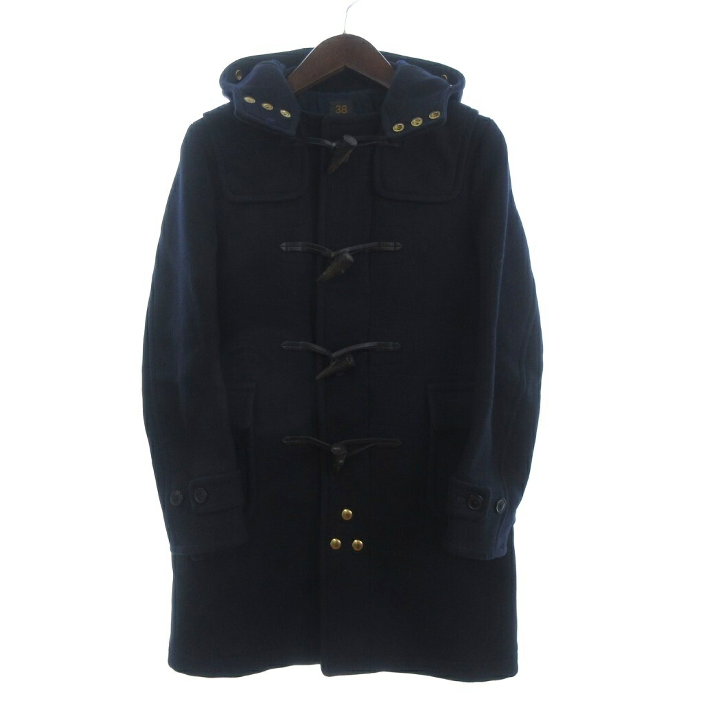 【中古】サイ ベーシックス SCYE BASICS ダッフルコート ミドル丈 フード ジップアップ ウール 紺 ネイビー 38■TC レディース 【ベクトル 古着】 260203