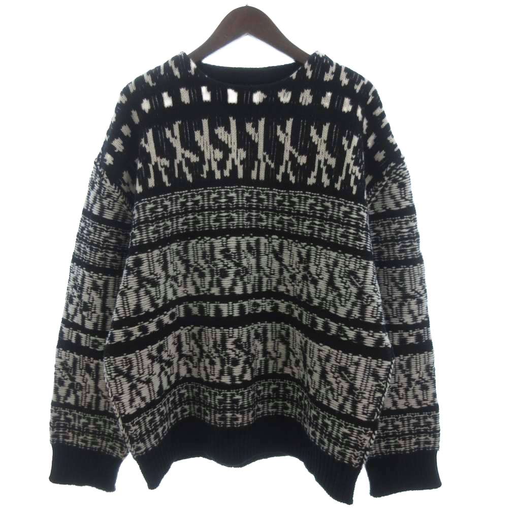【中古】ジバンシィ GIVENCHY MOTIF STRIPE JACQUARD WOOL KNIT 編み物 プルオーバー 長袖 総柄 朦々たる BM90HJ4Y9S 黒 白 黒いこと 白いこと XS メンズ 【ベクター 古着】 260213