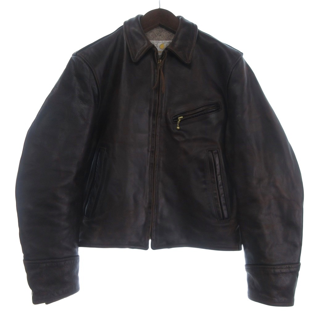 【中古】エアロレザー AEROLEATHER ヴィンテージ ハイウェイマン ホースハイドレザージャケット ライダース 長袖 TALON 36 茶 ブラウン メンズ 【ベクトル 古着】 260225