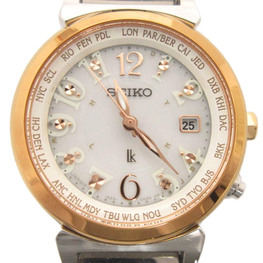 【中古】セイコー SEIKO ルキア LUKIA 腕時計 ウォッチ 電波ソーラー 1B25-0AA0 3針 アナログ 文字盤 白 シルバーカラー レディース 【ベクトル 古着】 260225