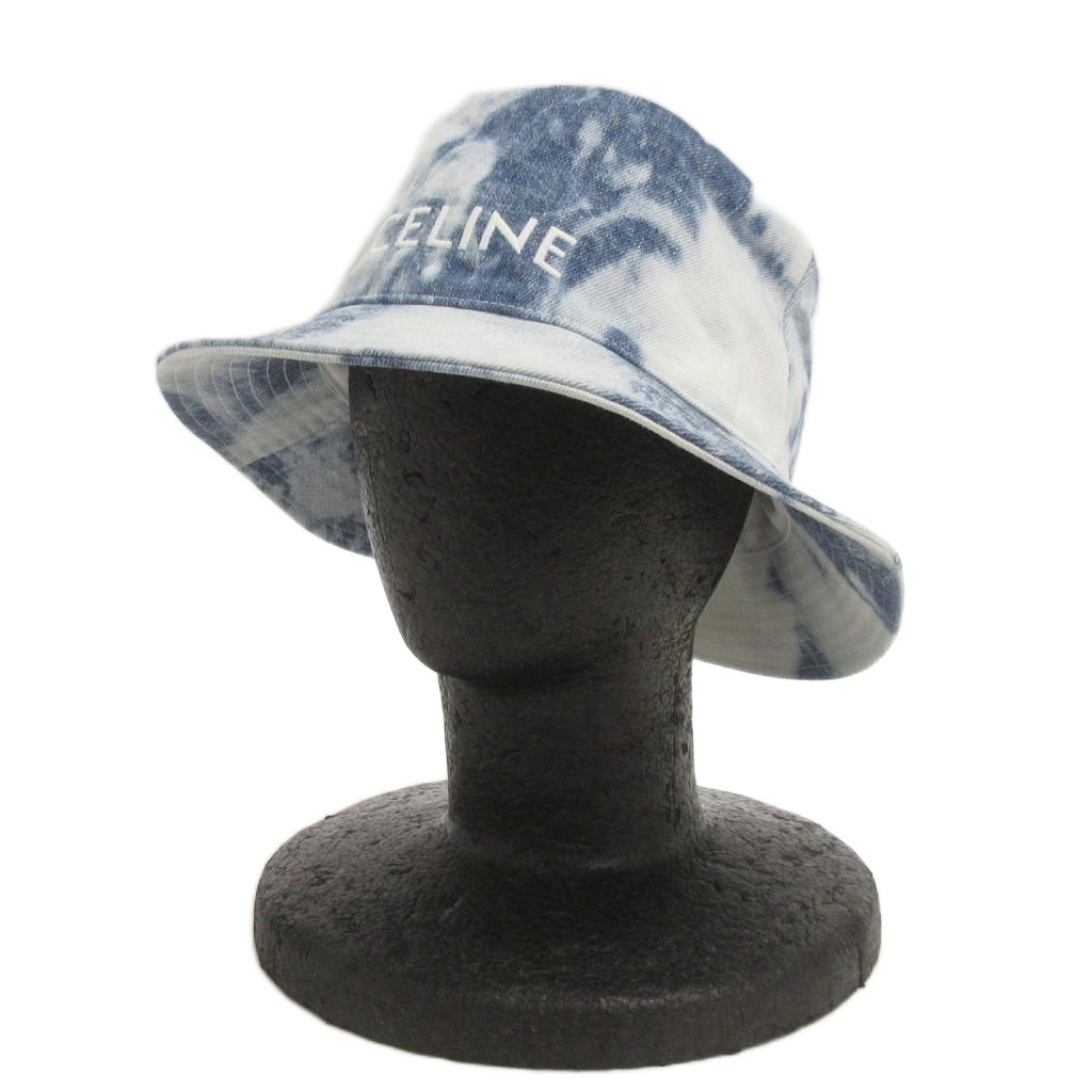 【中古】セリーヌ CELINE 井戸釣瓶かぶり笠 ブリーチ製作 ロゴタイプ 刺しゅう 2AUO4866M 青 青み S かぶり笠 メンズ レディース 【ベクター 古着】 260223